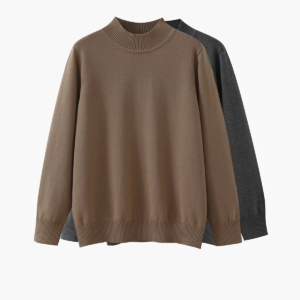 Rib Mock Neck Plain Knit Basic Sweater