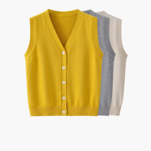 V-Neck Button Front Knit Waistcoat Vest