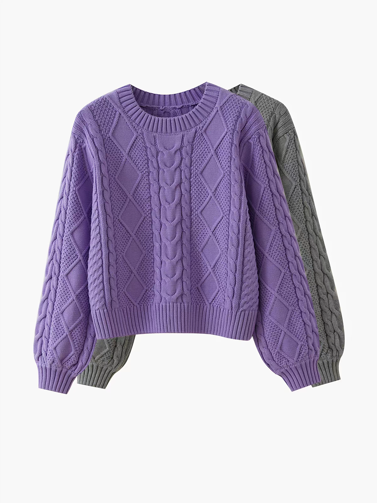 Vintage Textured Cable Knit Crop Sweater