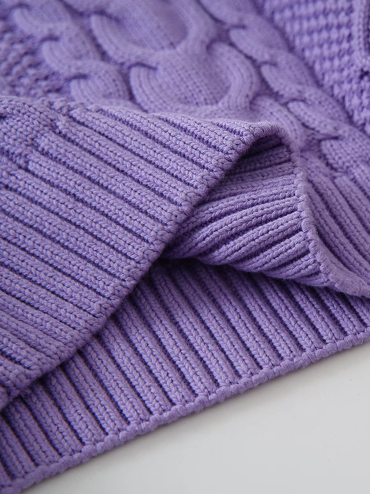 Vintage Textured Cable Knit Crop Sweater - 图片 5