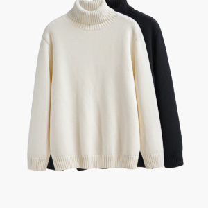 Fold Over Turtleneck Basic Knit Pullover