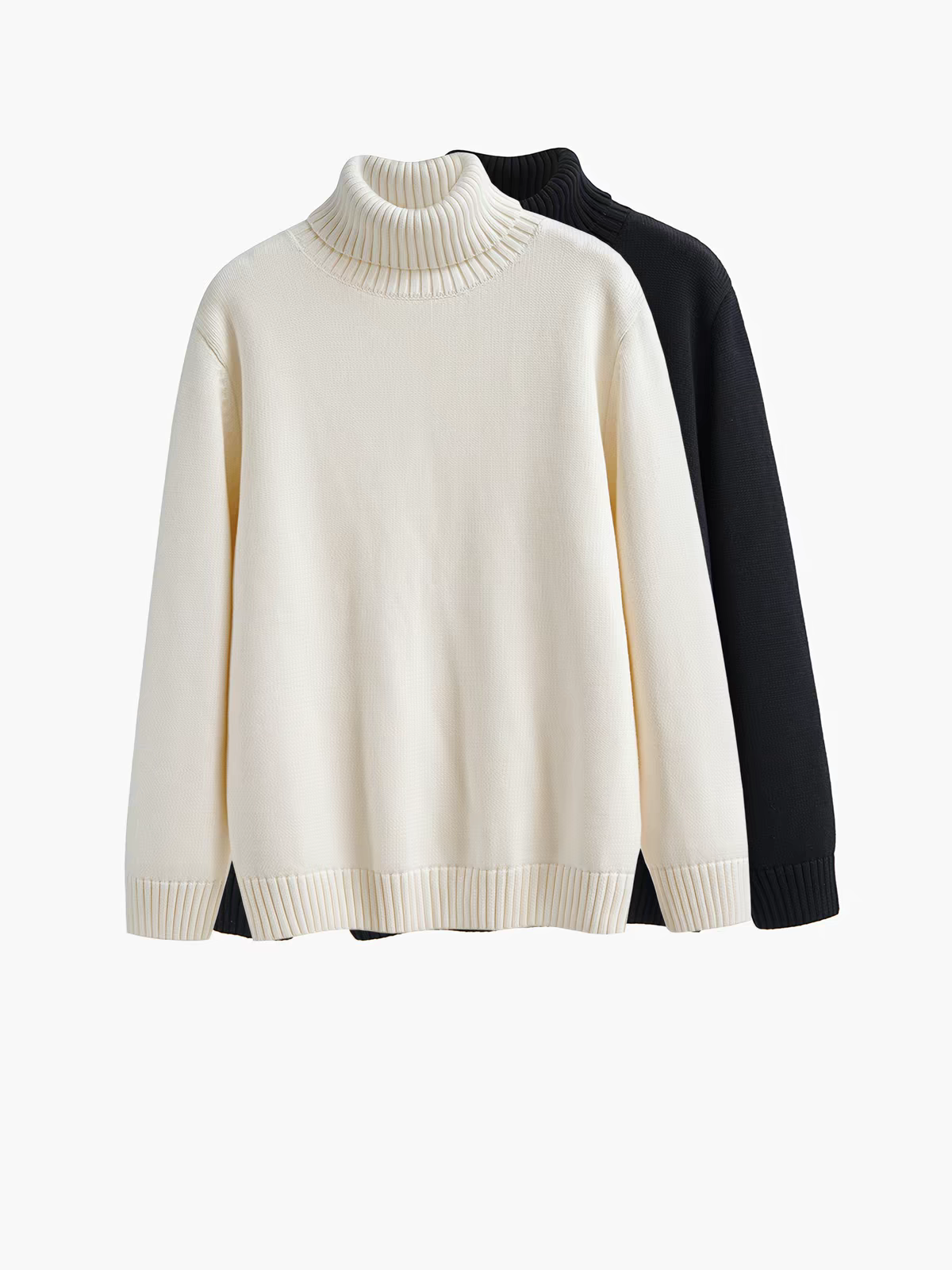 Fold Over Turtleneck Basic Knit Pullover