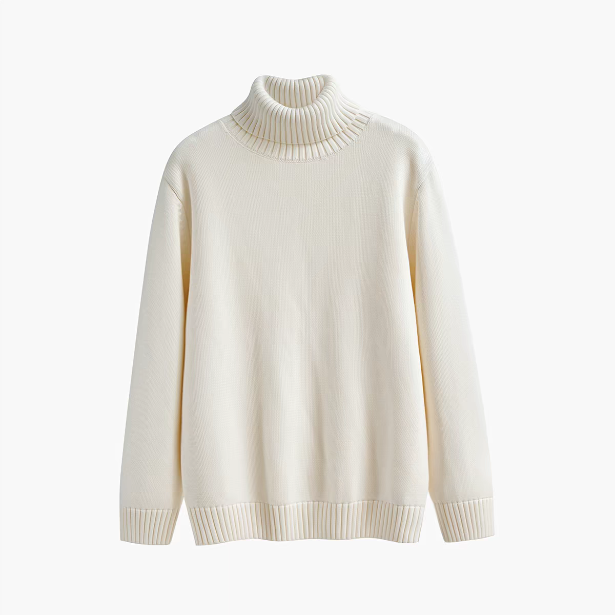 Fold Over Turtleneck Basic Knit Pullover - 图片 2