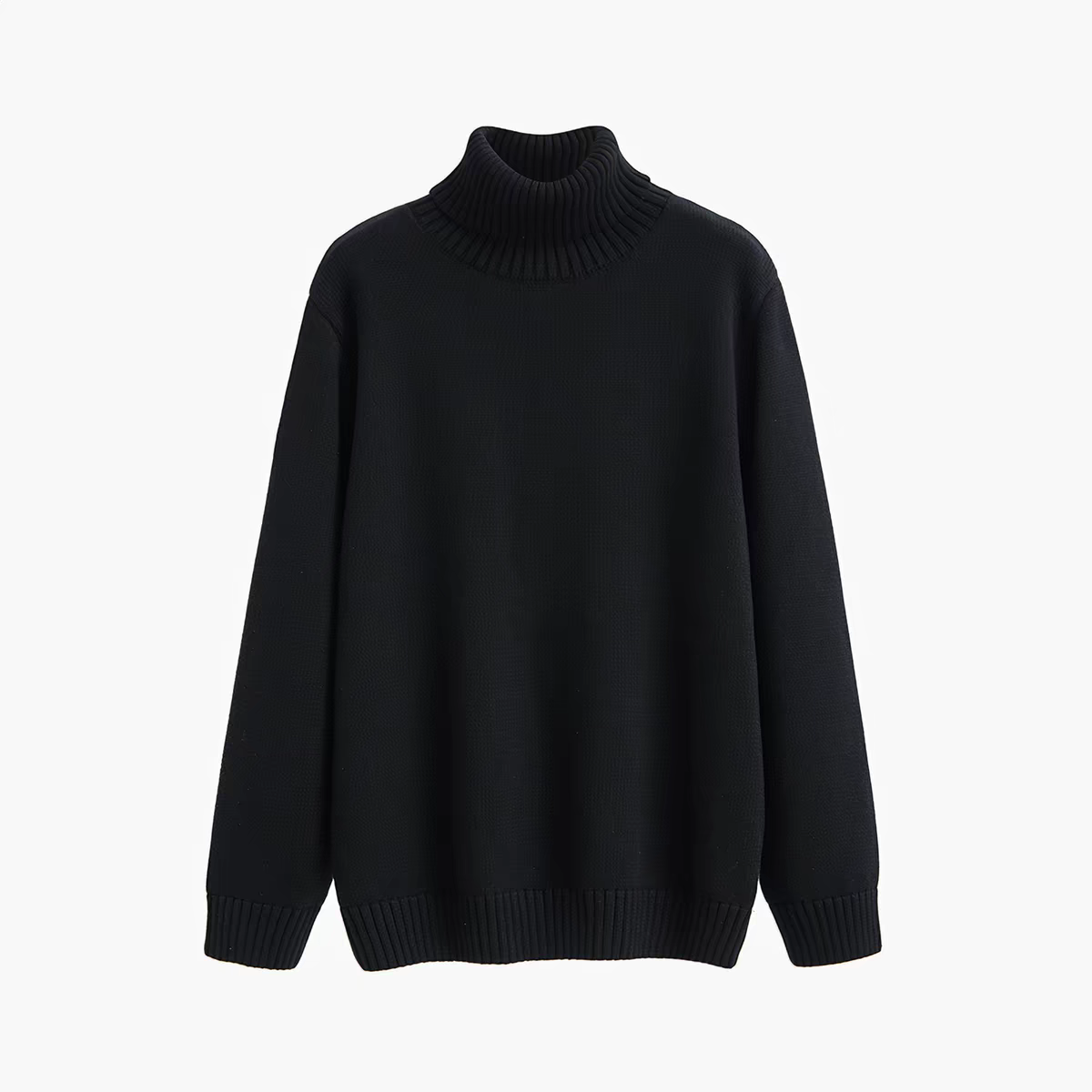Fold Over Turtleneck Basic Knit Pullover - 图片 3