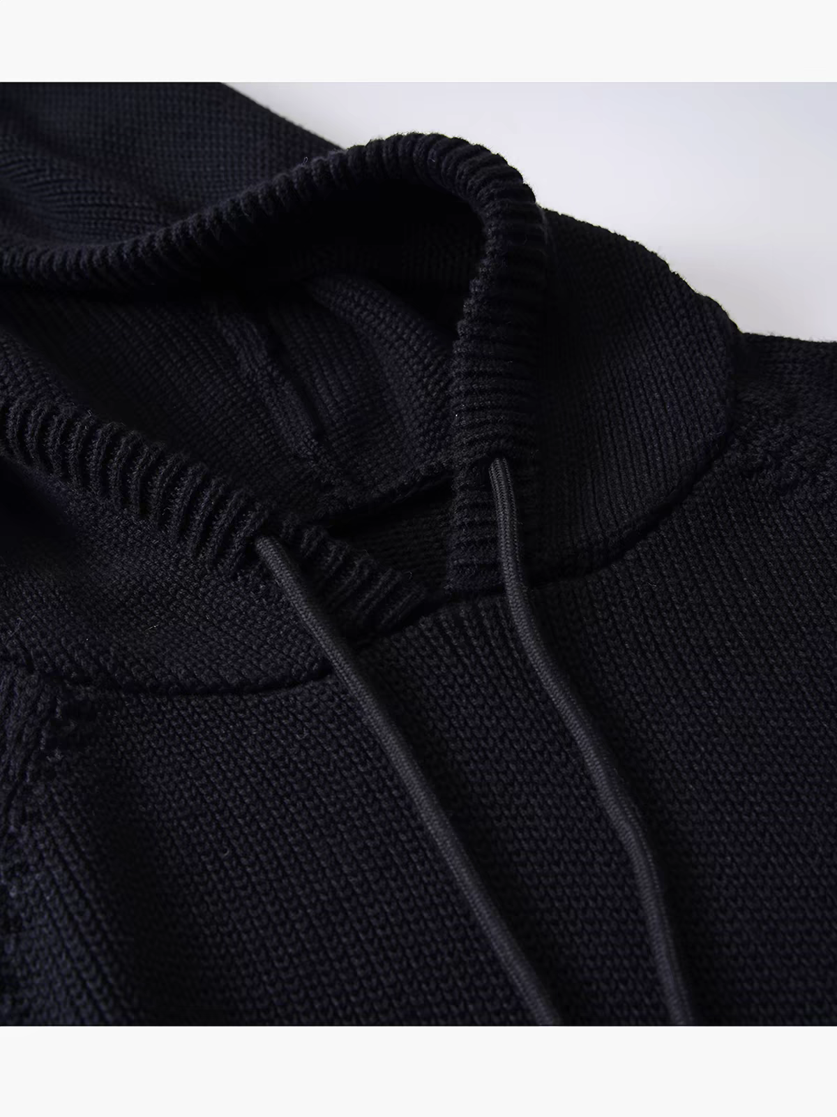 Casual Rib Cuff Hem Hood Knit Sweatshirt - 图片 4