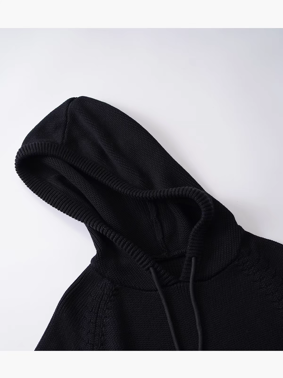 Casual Rib Cuff Hem Hood Knit Sweatshirt - 图片 6