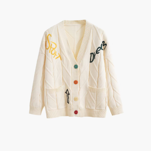 Casual Drop Shoulder Textured Knit Cardigan With Pockets