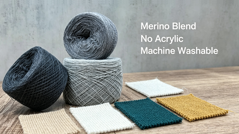 machine washable acrylic-free merino blend yarn and fabric swatches for custom knitwear