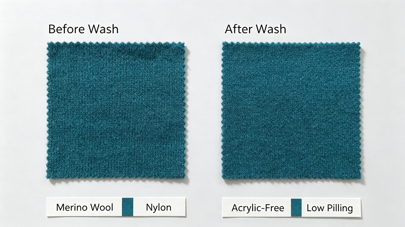low pilling merino wool blend fabric wash test comparison for boutique knitwear